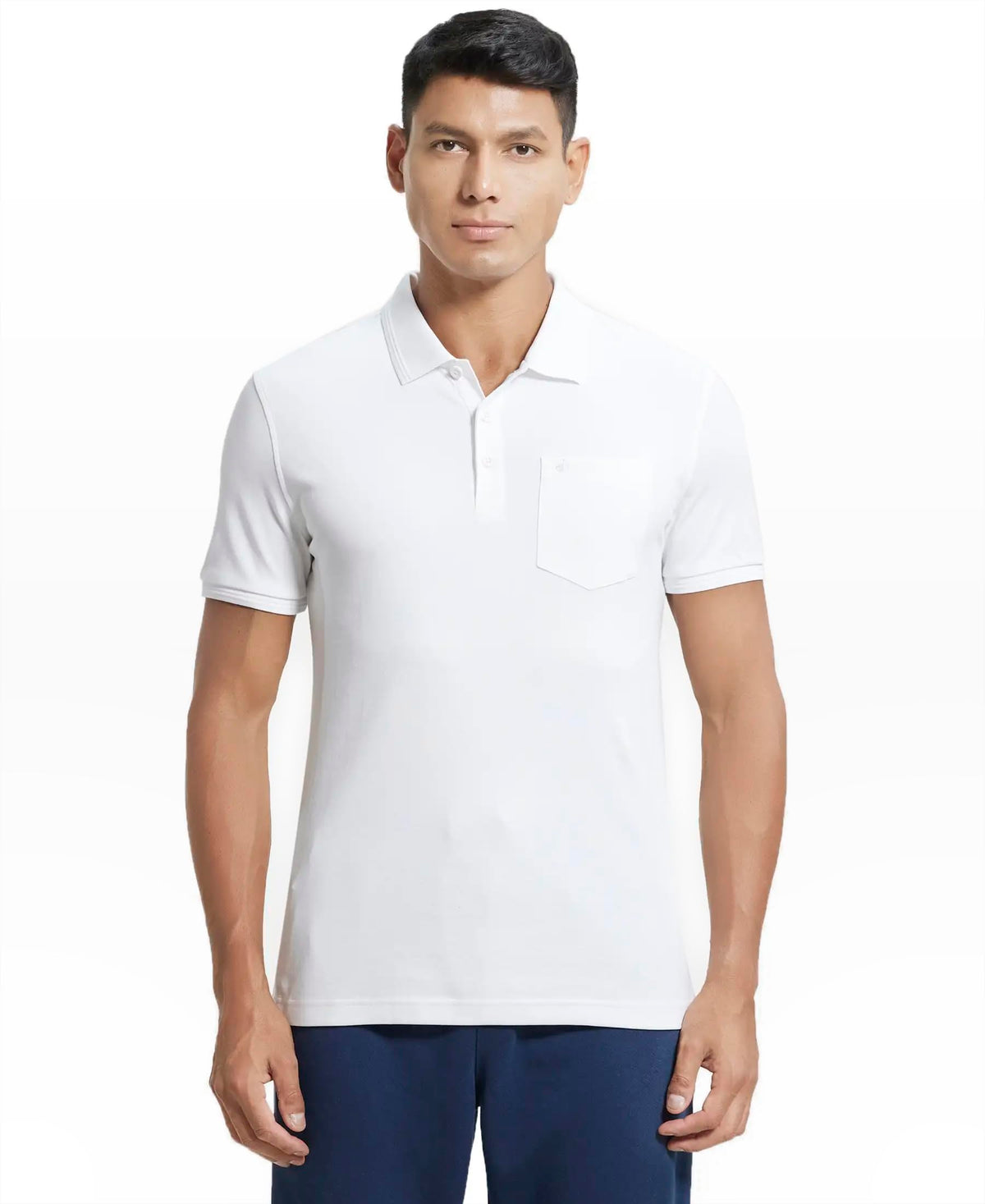 Jockey Cotton Blend MenS Regular Fit Half Sleeved Polo TShirt With Chest Pocket 3913_White_Xl