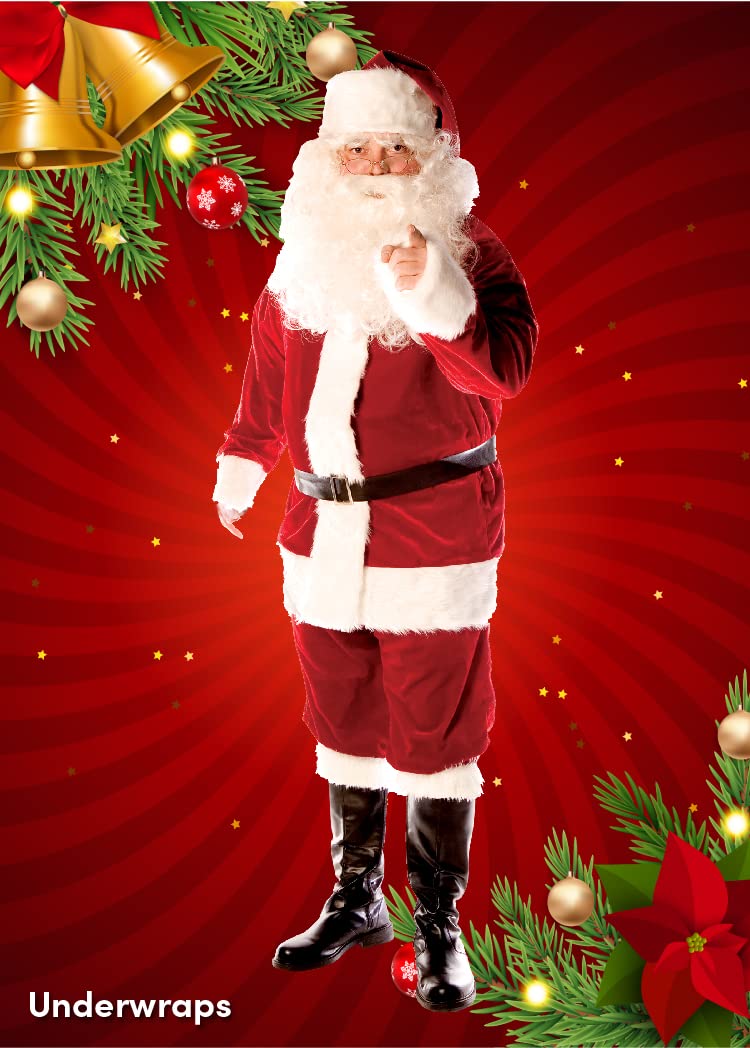 Underwraps Men's Deluxe Santa, Red/White/Black, One Size