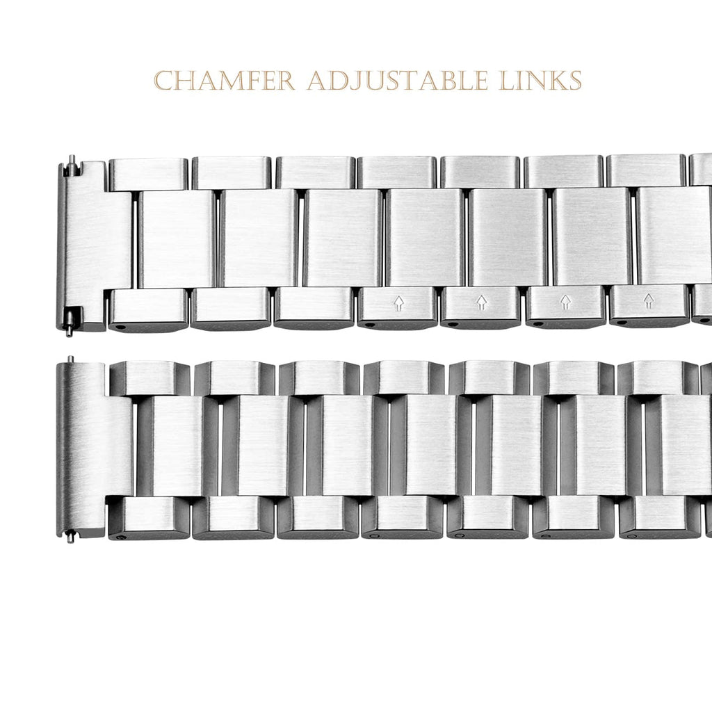 Kai Tian Stainless Steel Watch Band 20mm Brushed & Polished Finish Watch Strap Replacement Bracelet with Fold Over Clasp Double