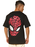 Veirdo Men's Cotton Oversized Fit Short Sleeve Round Neck Spiderman Graphic Print T-Shirt