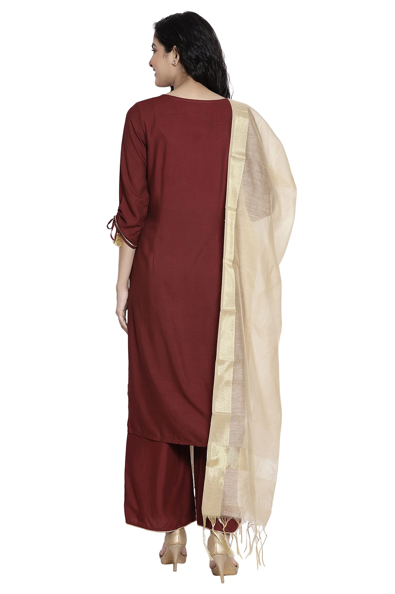Aurelia Women'S Viscose Kurta, Palazzo & Duppata