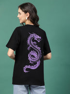 Rigo Back Printed Half Sleeves Round Neck Oversized T-Shirt for Women | Drop Shoulder T-Shirt | Loose Baggy Fit T-Shirt for Wome