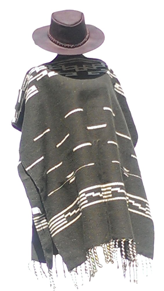 Sharpshooter Clint Eastwood Spaghetti Western Original Pattern 100% Wool Poncho w Leather Hat