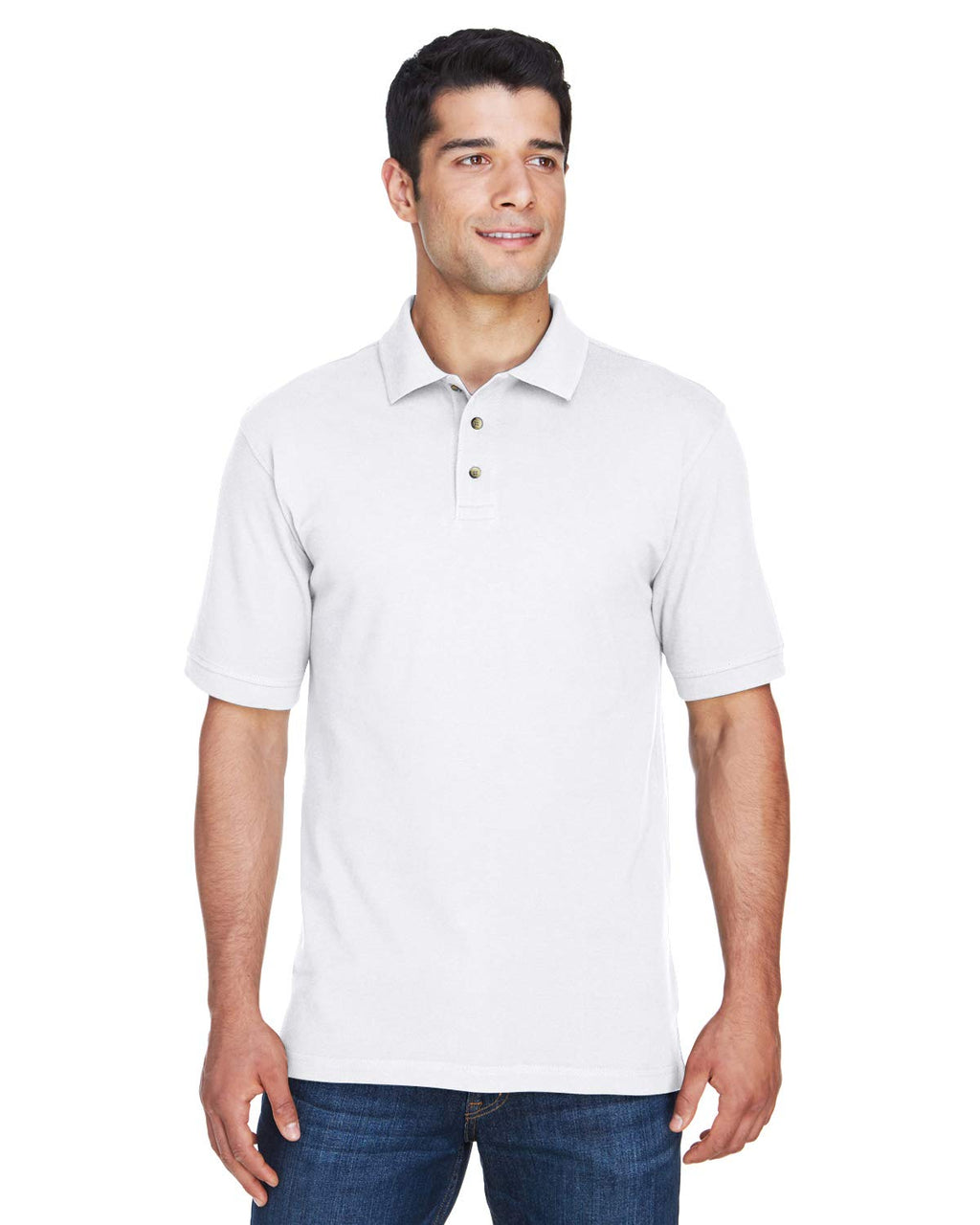 Mens 6 oz Ringspun cotton Piqu Short-Sleeve Polo - WHITE - 5XL(D0102H7KY12)