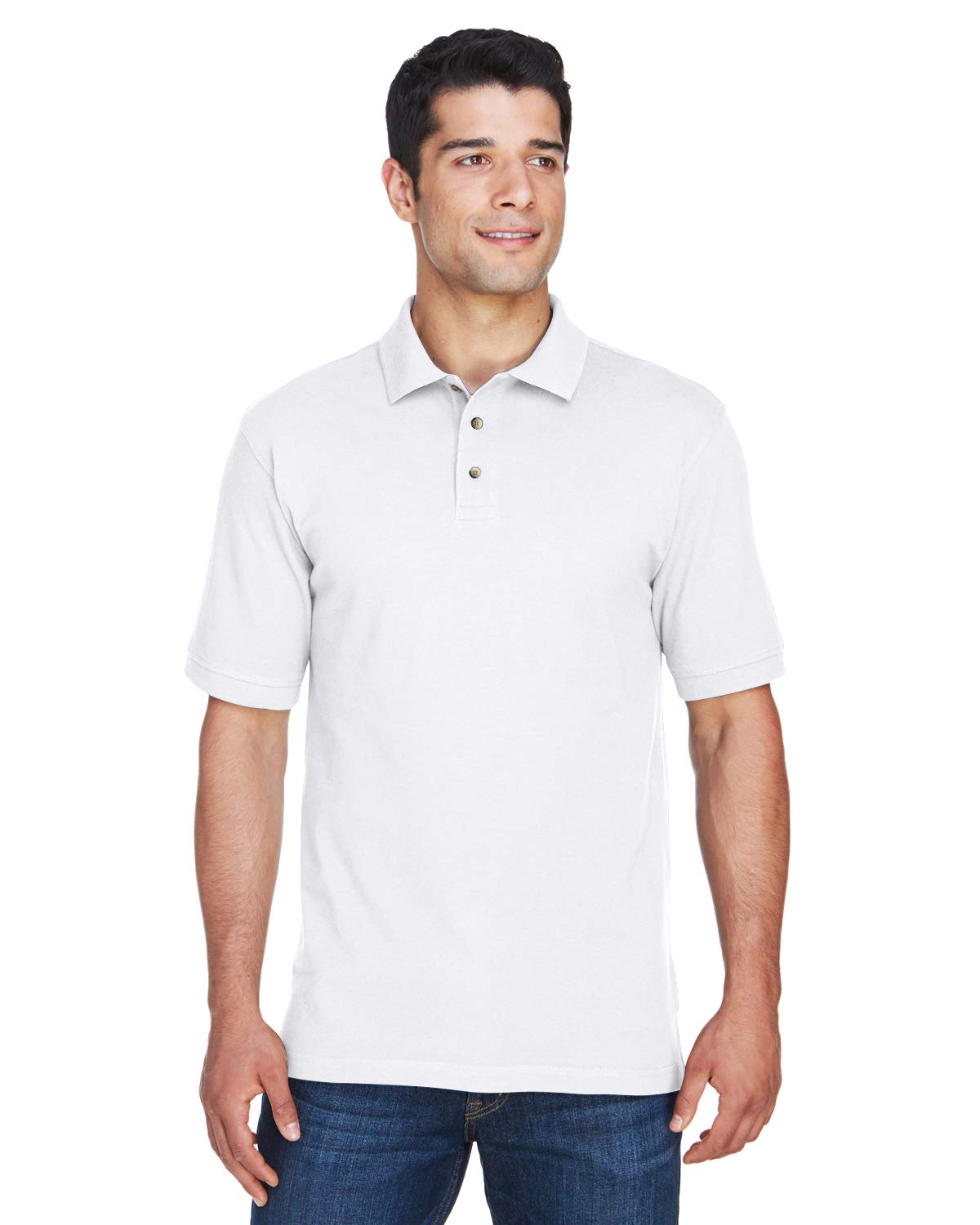 Mens 6 oz Ringspun cotton Piqu Short-Sleeve Polo - WHITE - 5XL(D0102H7KY12)