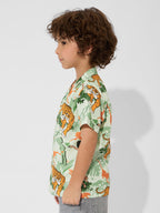 The Souled Store Officials Jungle Book Originals: Mowglis Quest Boys Short Sleeves Collared Neck Button Graphic Printed Cotton