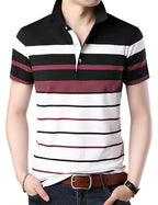 Eyebogler Mens Cotton Blend Casual Polo Neck Half Sleeve Regular Fit Striped Printed Tshirt,Men Best Tshirt, Polo Styles