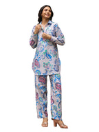 Leriya Fashion Women'S Rayon Printed Regular Western Co-Ord Set (Lf-W2109&Tr1064_Blue_Xl)