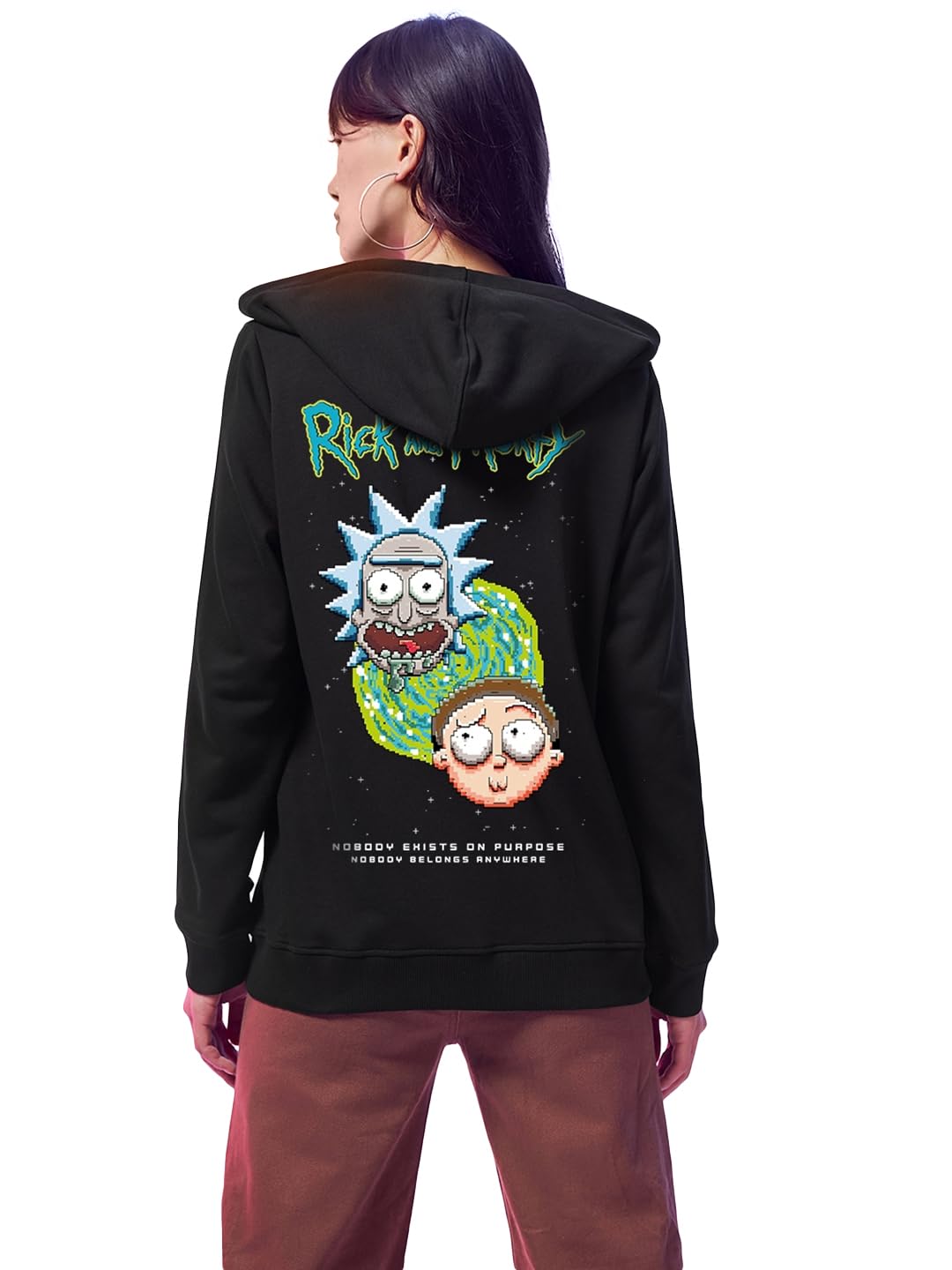 Bewakoof Official Rick And Morty Merchandise WomenS Graphic Print Regular Fit Full Sleeve Hooded Neck Cotton Blend Hoodies_62888