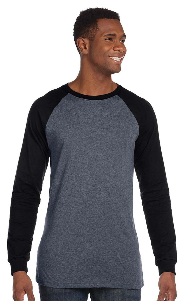 Mens Jersey Long-Sleeve Baseball T-Shirt - BABY BLUE NAVY - S(D0102H78Y3X)
