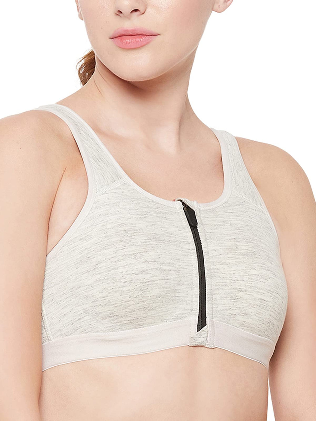 Clovia Womens Cotton Non-Padded Wirefree High Impact Sports Bra (BRS021P01_34B_Grey)
