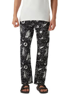 Bewakoof Mens All Over Printed Regular Fit Poplin Cotton Pyjama_642203_Black_XL