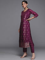 Libas WomenS Silk Blend Kurta Sets (33345O_Purple