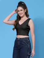 OOMPH! Crop Tops for Women, Black - mt694