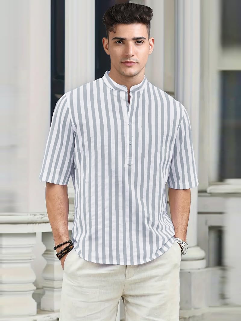 BE ACTIVE Mens Cotton Regular Kurta (RF0039_Light Grey