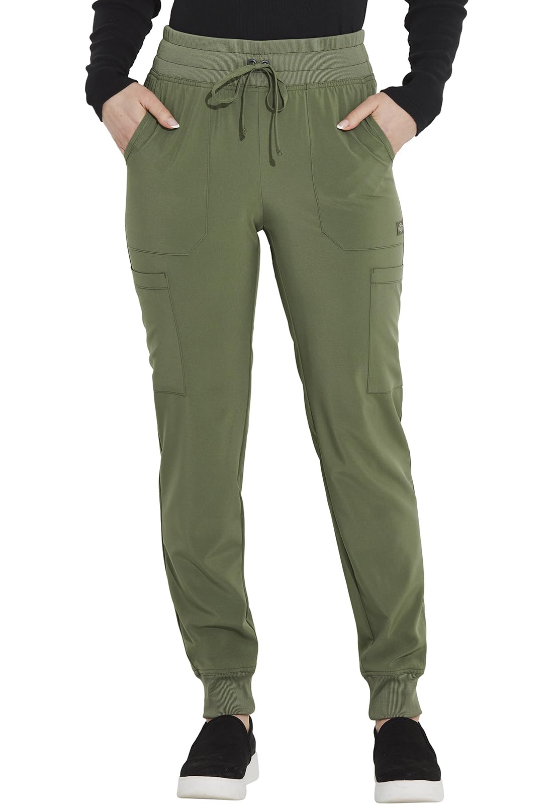 EDS Essentials Jogger Scrubs for Women, Drawstring Scrub Pants Plus Size DK065, 2XL, Olive