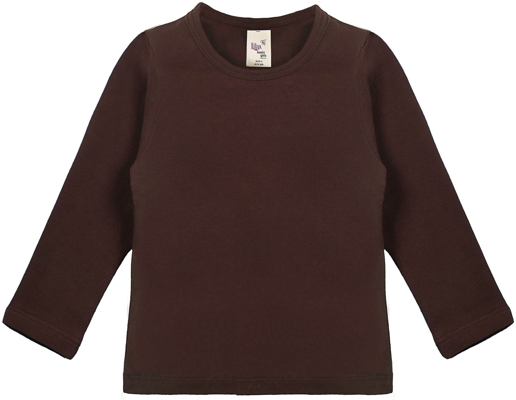 Lilax Girls' Basic Long Sleeve Round Neck Cotton T-Shirt 12 Brown