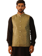 Jompers Mens Embroidered With Sequin Silk Blend Nehru Jacket