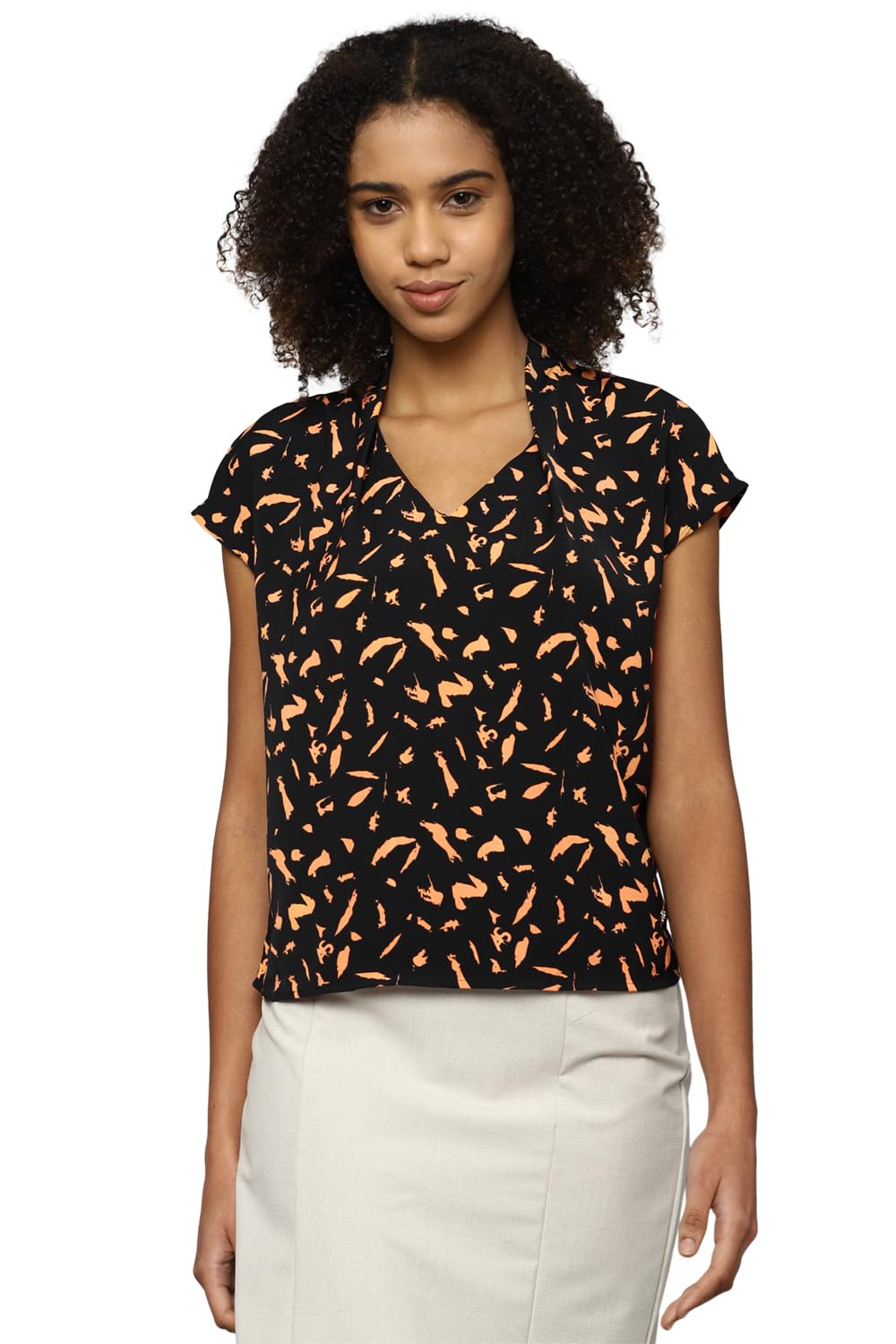 Allen Solly Women Printed Casual Polyester Half Sleeve Short Sleeve T-Shirt