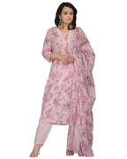 ANNI DESIGNER Women s Rayon Blend Kurta with Pants and Dupatta, Pink, 2XL