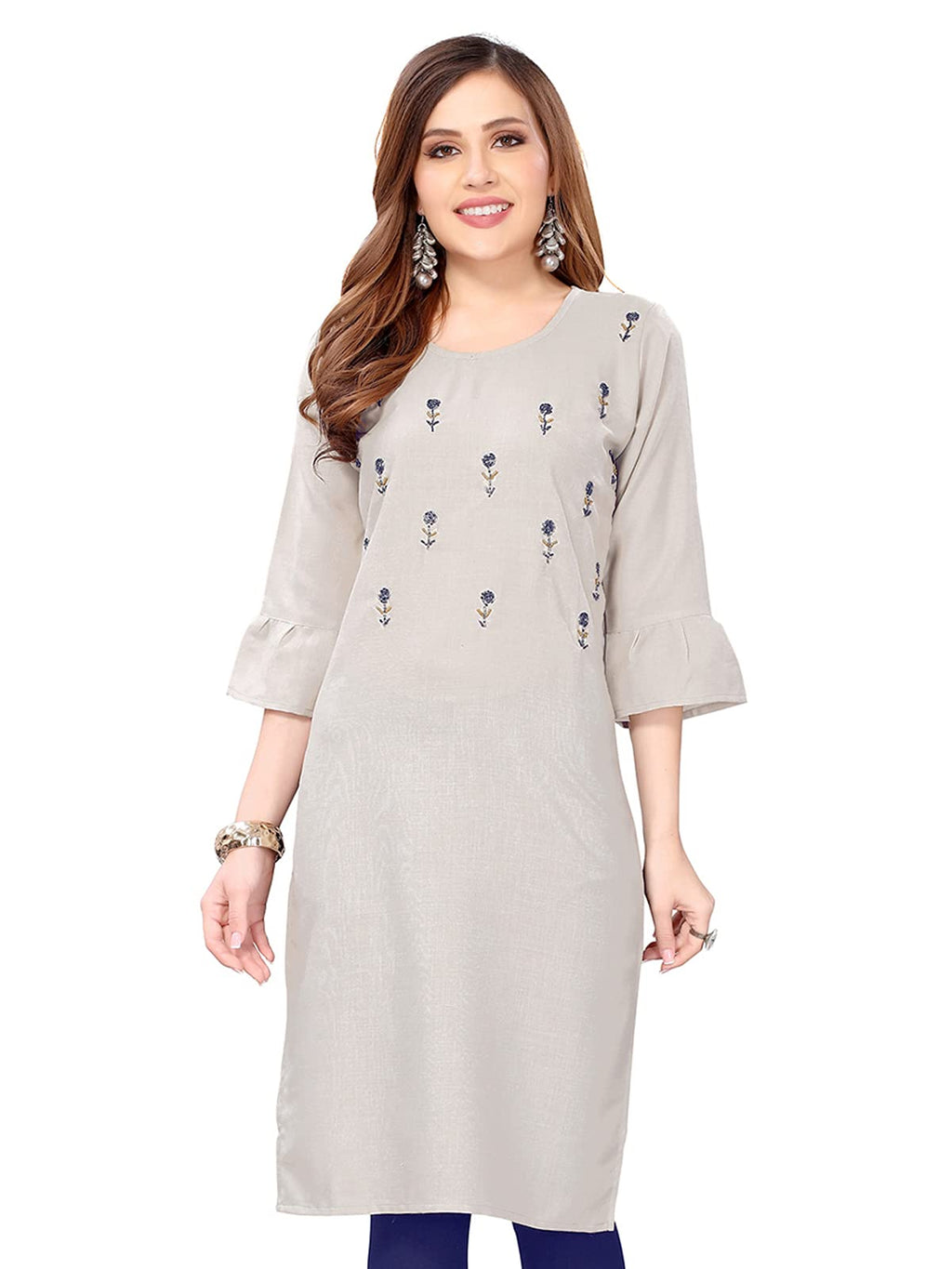 Sanisa Women'S Rayon Regular Fit Kurta (367Kna117-M_Grey_M)