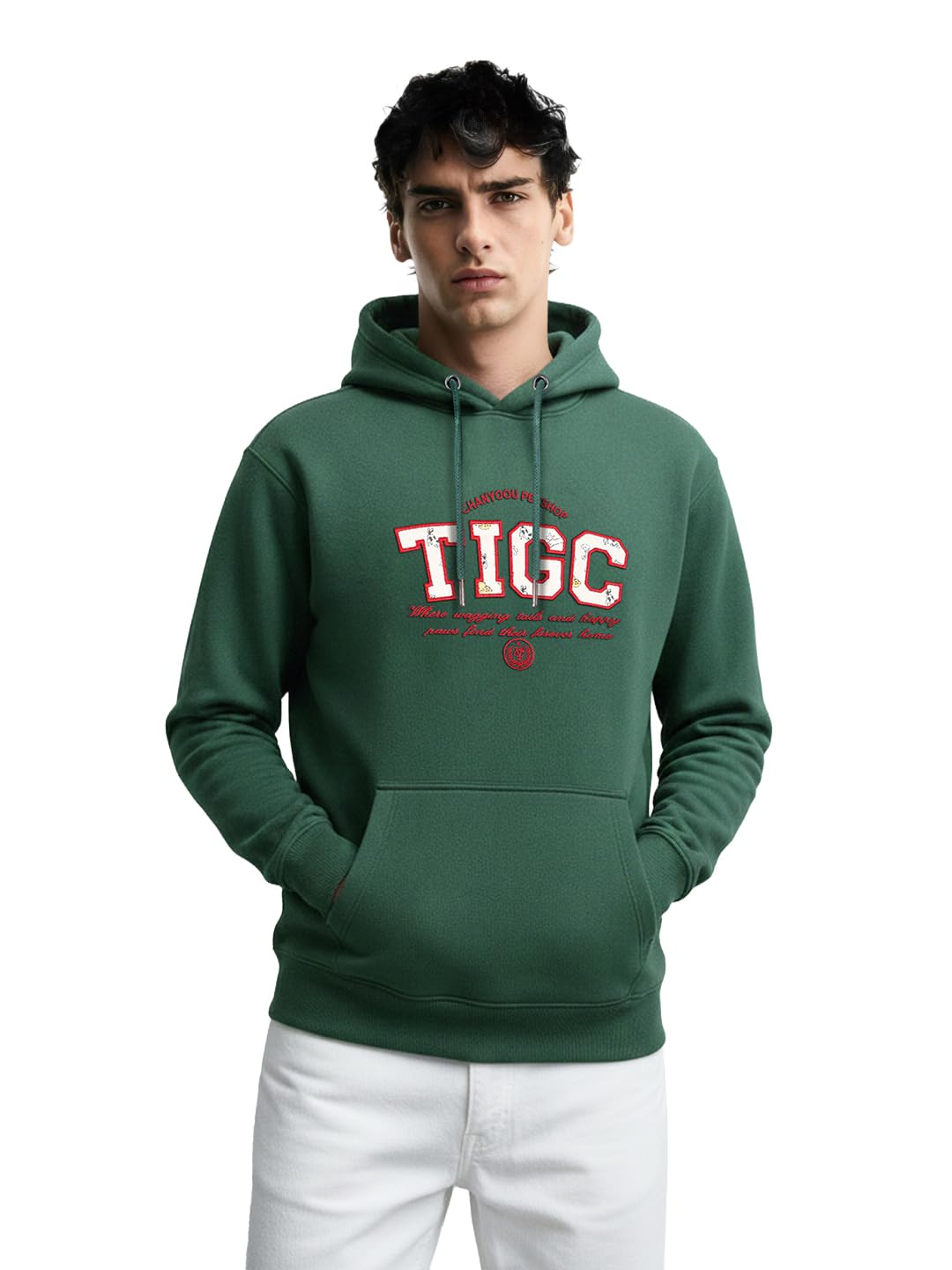 The Indian Garage Co Mens Relaxed Fit Long Sleeves Hooded Varsity Hoodie