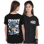 Uniplanet Store GirlS Cotton T-Shirts With Back Spooky Vibes Graphic Prints Round Neck Half Sleeves Regular Fit And Standard Le