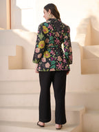 Stylum Womens Floral Printed Katha Cotton Kurti Pant Set