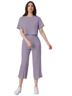 Leriya Fashion Women Co Ord Set | Ribbed Pajama Set | Casual Wear Pant Top Set | Fancy Co-Ord Set | Pack Of 2 | Drop Shoulder Kn
