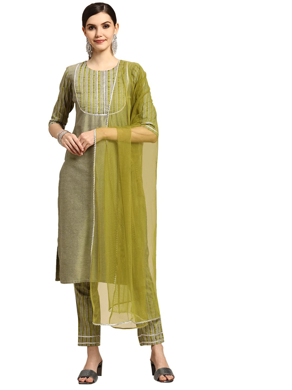 Libas WomenS Cotton Salwar Suit Set (Gs775_Green_S)