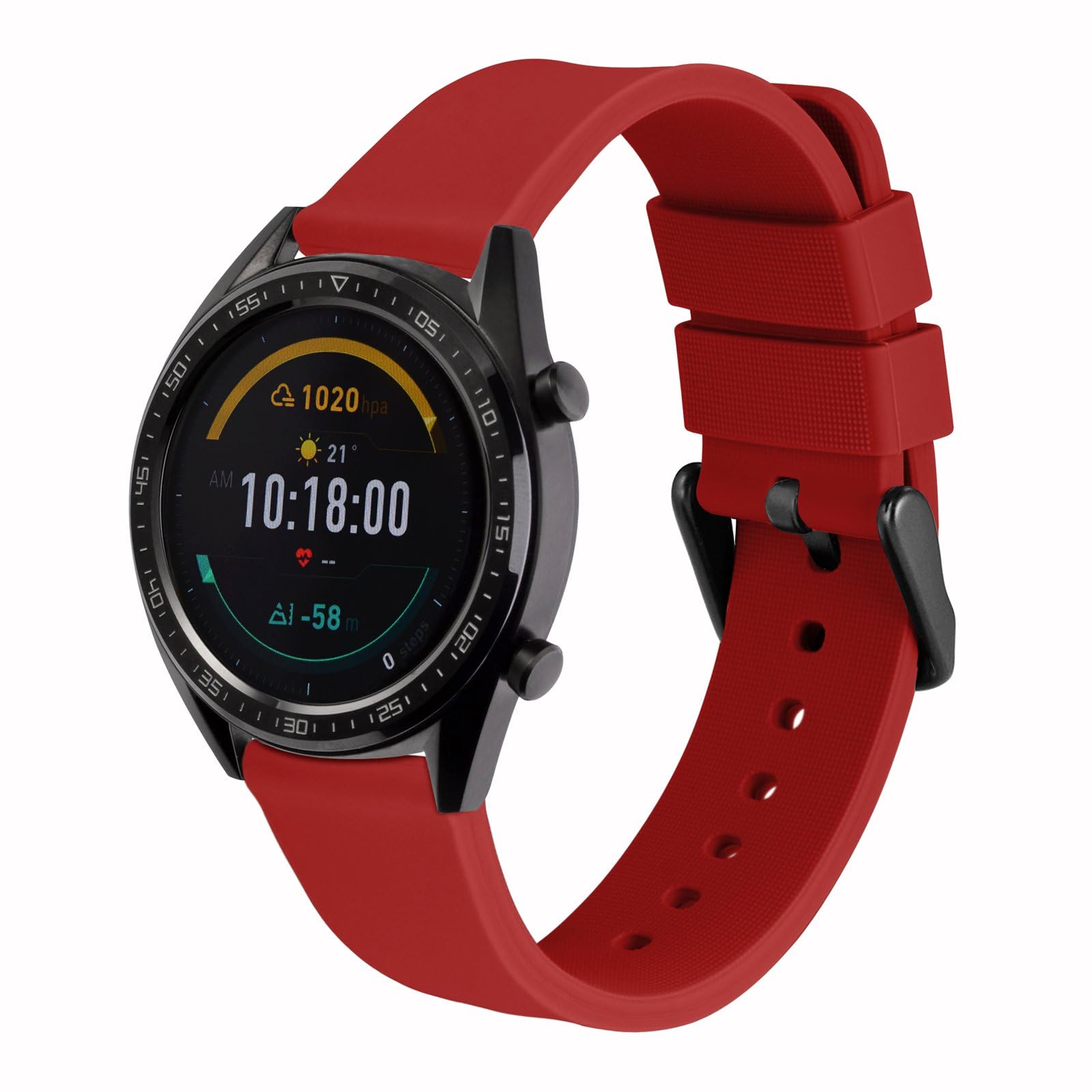 WOCCI 24mm Silicone Watch Band, Quick Release Rubber Replacement Strap with Black Stainless Steel Buckle (Christmas Red)
