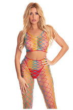 Roy G. Biv 2 Pc Bodystocking - One Size - Rainbow