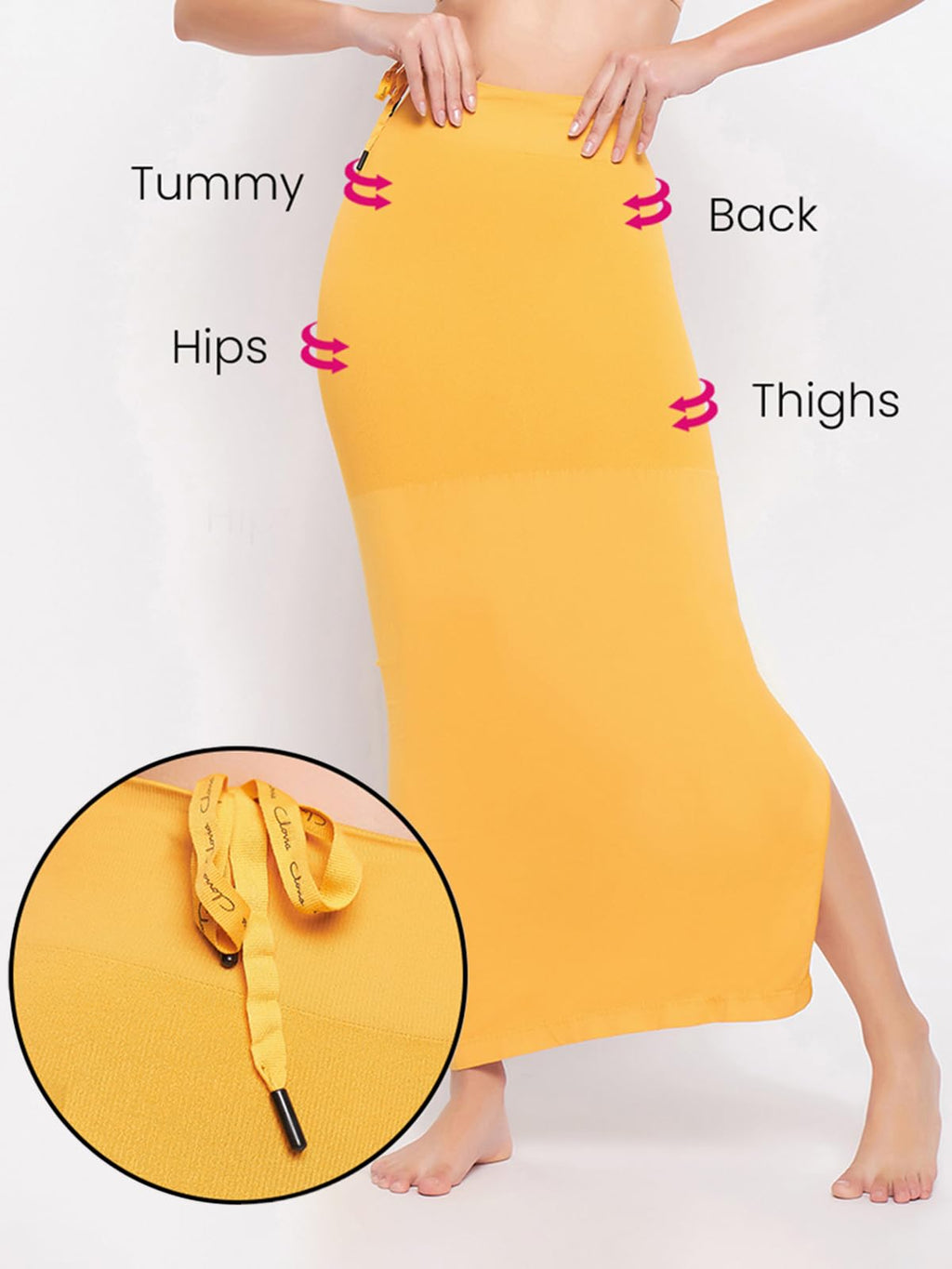 Clovia Women'S Knit Cotton Saree (Sw0048P07Xxl_Yellow)