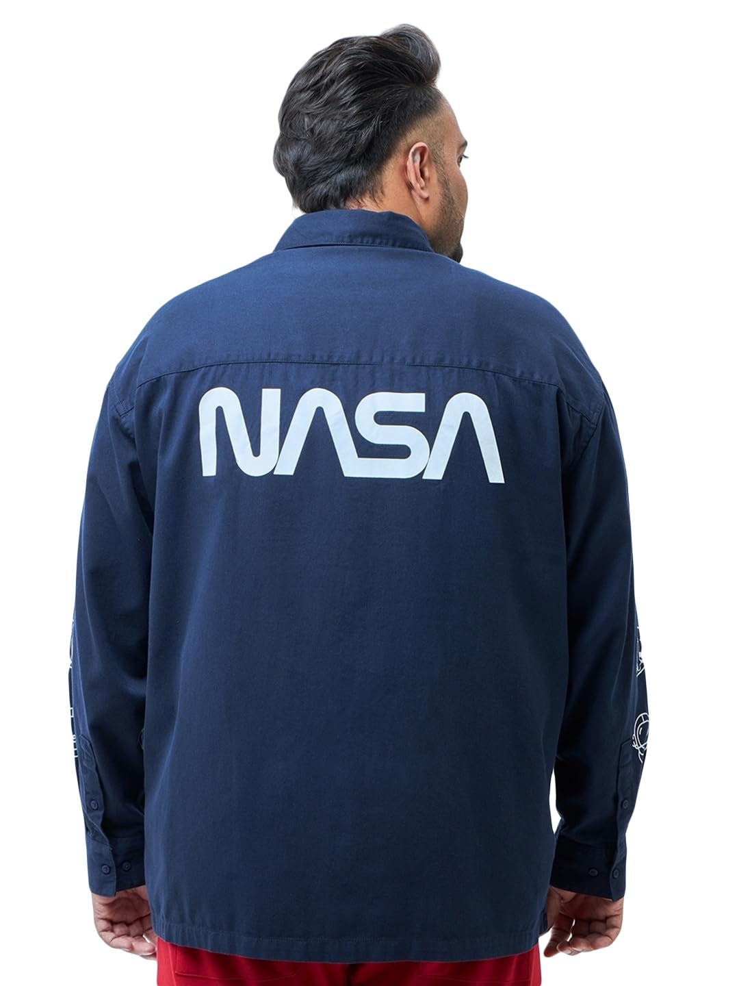 Bewakoof Mens Graphic Printed Oversized Fit Full Sleeve Collared 100% Cotton Plus Size Shirt_ 604467 Blue 5XL