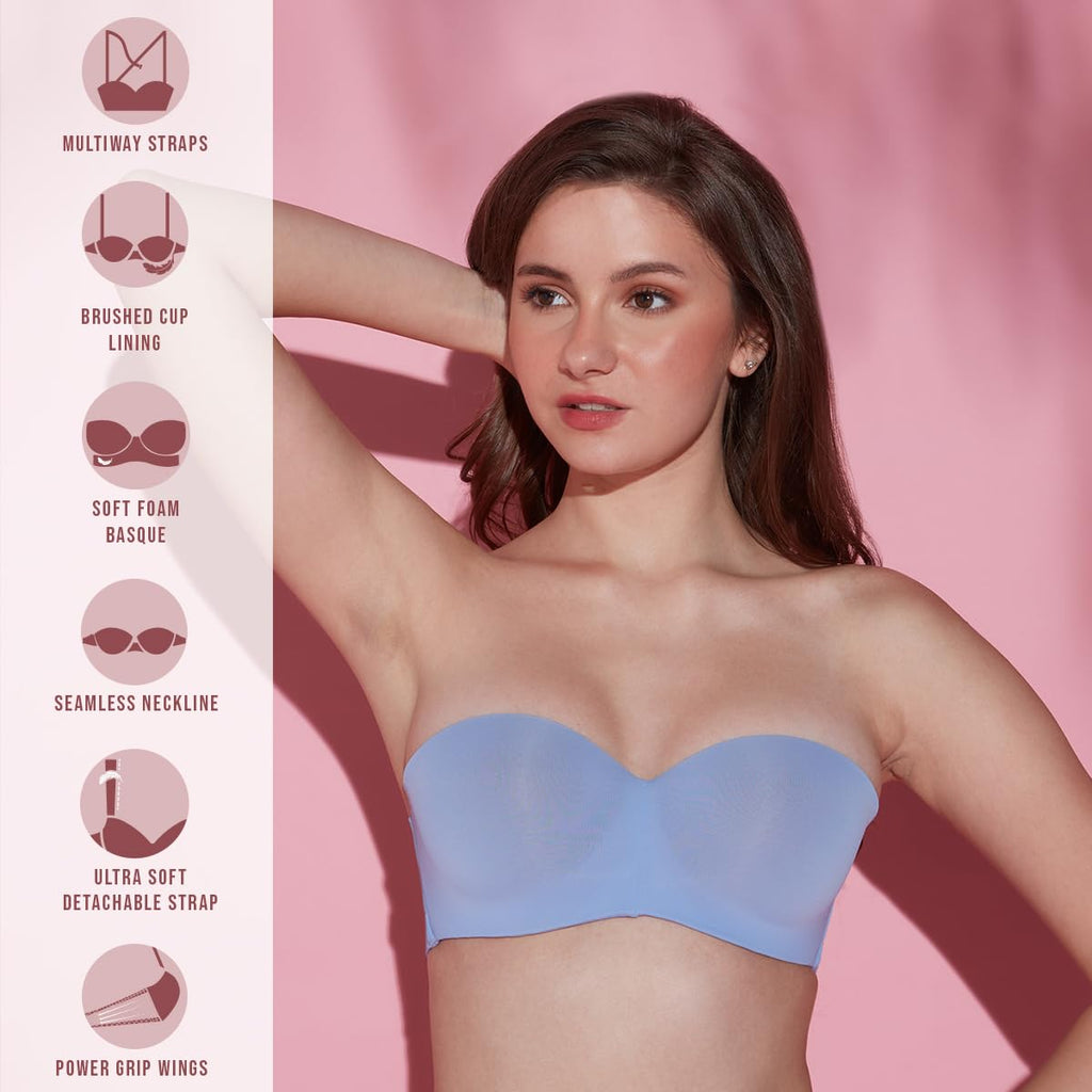 Nykd (Nyb027 Padded & Wired Ultimate Multiway Strapless Bra For Women | Anti Slip Bra With Seamless Neckline & Soft Detachable S