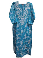 Gosriki Women'S Cotton Blend Straight Chikankari Embroidered Kurta (Sutlej-Sky Blue-Grt-Gs_S_Sky Blue_Small)