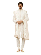 Manyavar MenS Satin Sequin Dupatta (Beige,2.65 M)