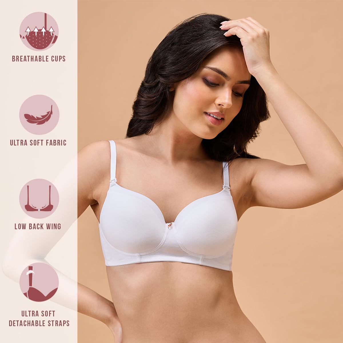 Nykd (Nyb252 Cotton Padded & Wired T-Shirt Bra For Women | Comfortable Bra With Ultra Soft Detachable Straps | Ideal For Low Nec