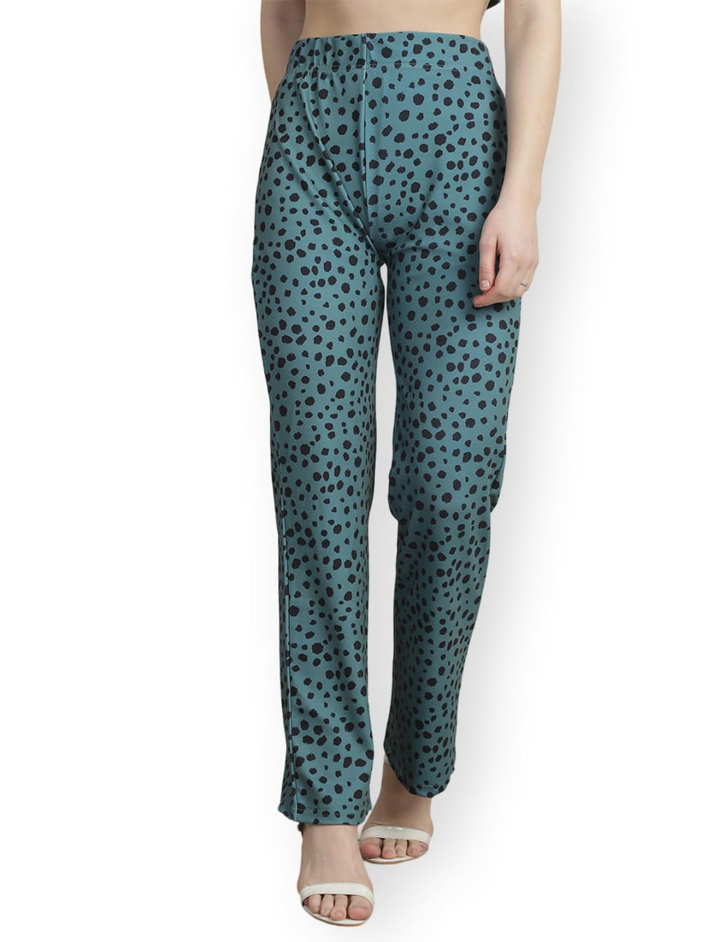 Preneum Womens Striped Wide-Leg High-Waisted Korean-Inspired Comfortable & Stylish and Formal Bell Bottom Trouser Pant, Green &