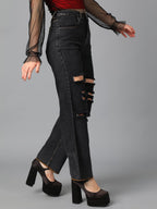 Kotty Women High Rise Cotton Lycra Distressed Jeans