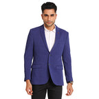 Turtle Men Knitted Dobby Print Royal Blue Blazer