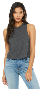 Ladies Racerback cropped Tank - HEATHER OLIVE - S(D0102H7WYK8)
