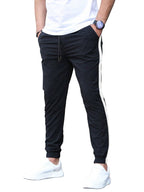 Shasmi Mens Athletic Jogger Black and White Contrast Side Color Block Patchwork Drawstring Waist Track Pant with Slit Pockets, 