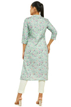 Soch Women Green Linen Floral Print Kurta
