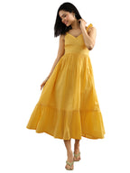 Gerua by Libas Solid Cotton Fit and Flare Dress Yellow