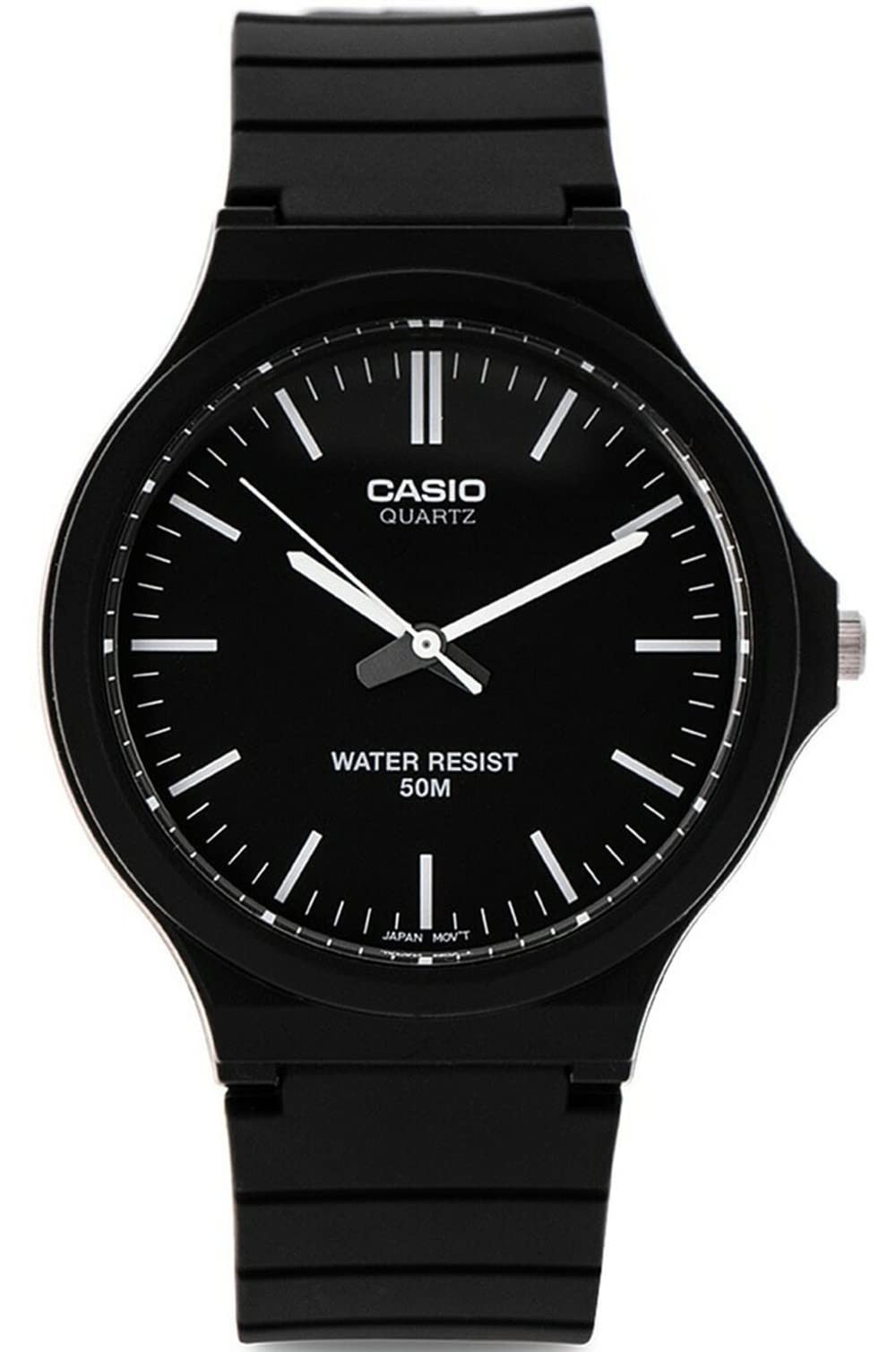 Casio MW240 Series | Mens Quartz Watch | Black/White | 50M WR | Large Resin Case | Resin Glass | Resin Band | White Tone Indices