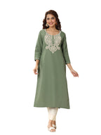 Libas WomenS Cotton Blend Paisley Straight Kurtas (98184_Green_Xxl)