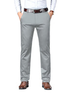 AVANOVA Mens Solid Grey Trousers Light Business Style Slightly Stretch Straight Leg Pants for Outdoor Casual Daily Trouser II M