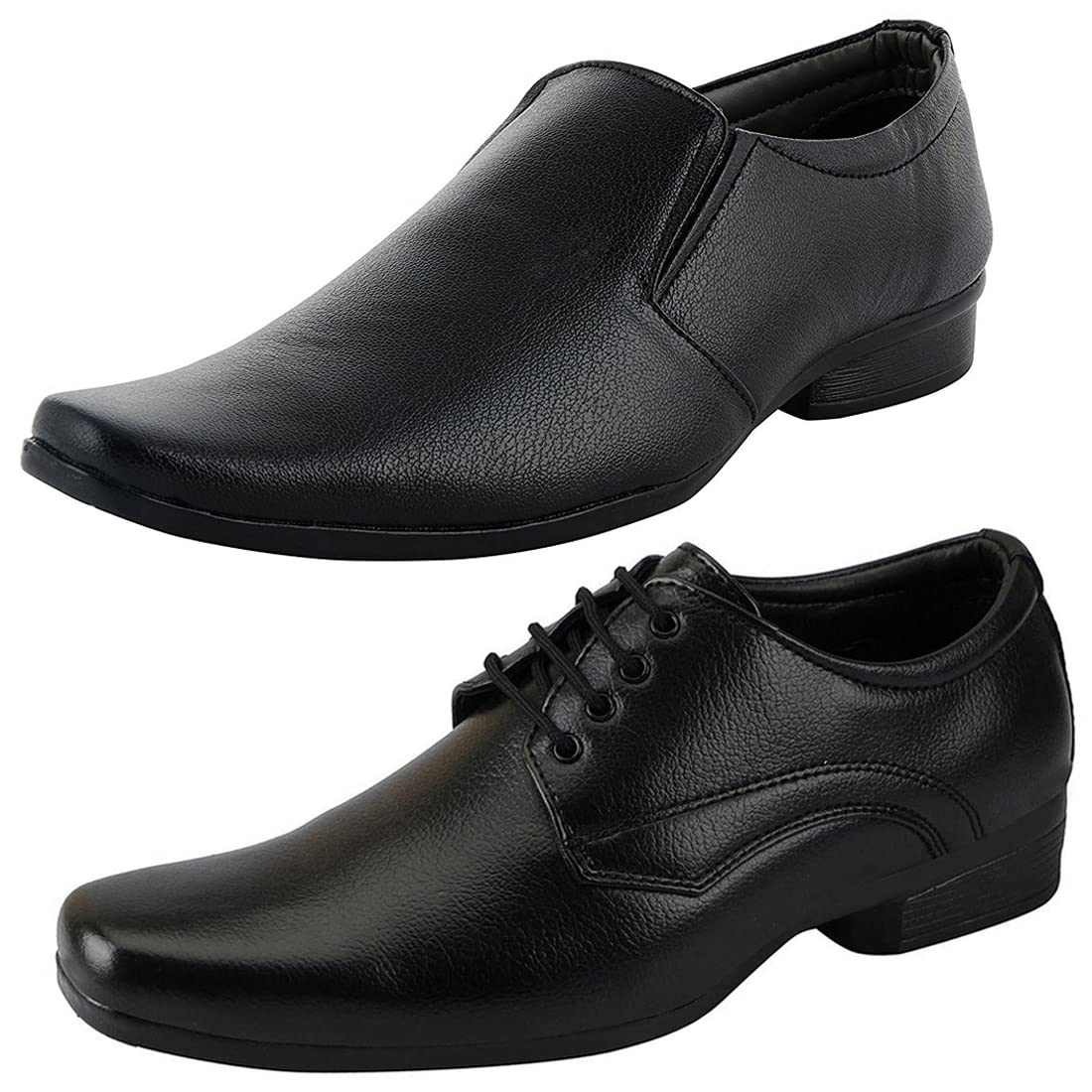 Latest Formal Shoes/Party Shoes/ 2 Shoes Combo with Free Belt for Men and Boys (BAZAAR8117_VTR001Blk2003Blk) Multicolor 7