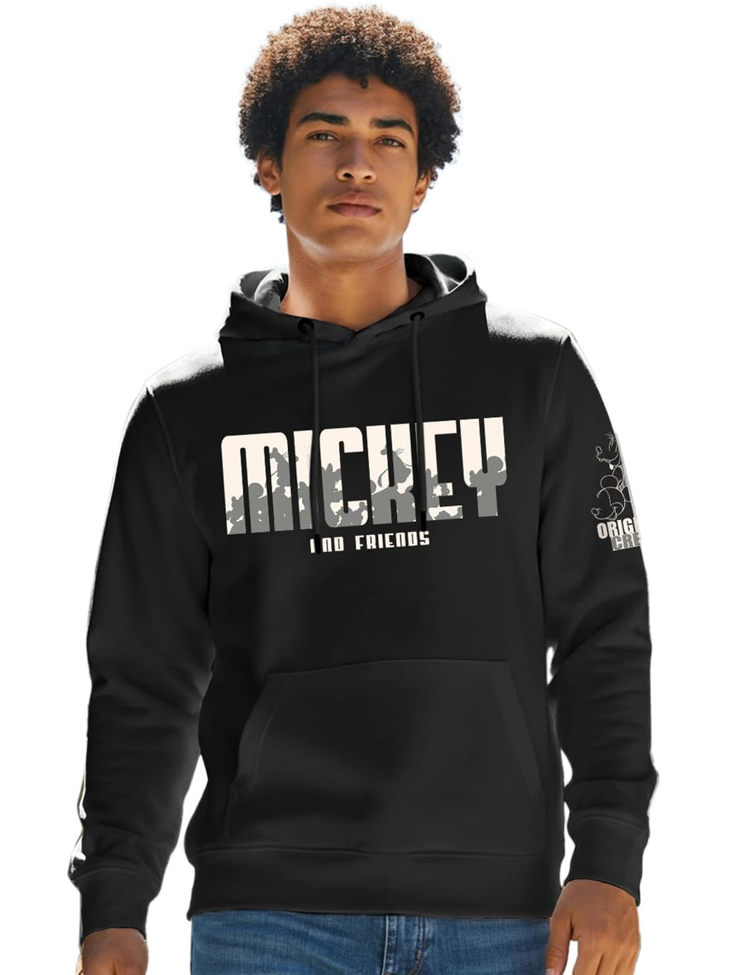 Bewakoof Official Disney Merchandise Mickey Mouse Mens Graphic Print Regular Fit Full Sleeve Hooded Fleece Hoodies_652640_Black